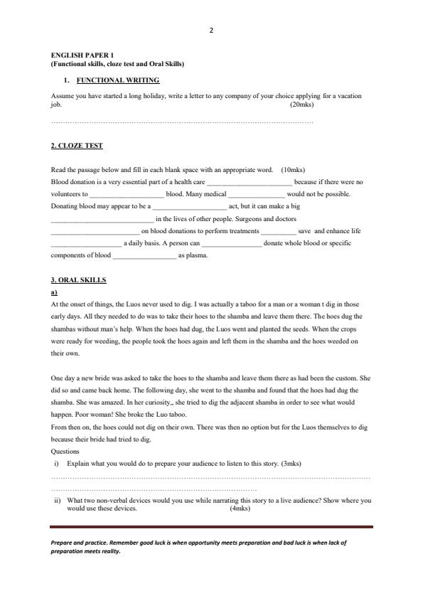 holiday assignment form 1 2023 term 2