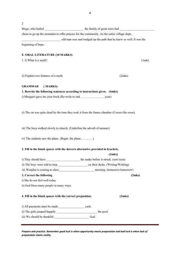 Page 4 – Form 2 Holiday Assignment – Kenyaplex