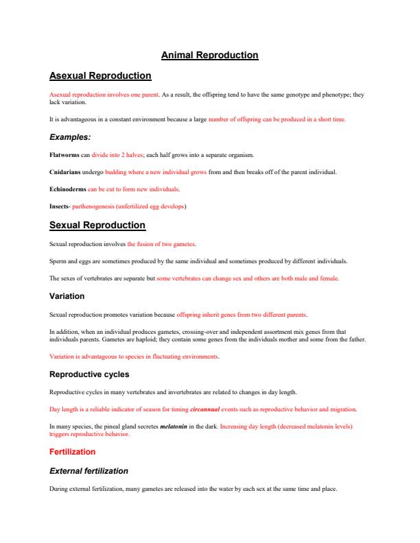 Page 1 – Animal Anatomy and Physiology - Animal Reproduction Notes – Kenyaplex