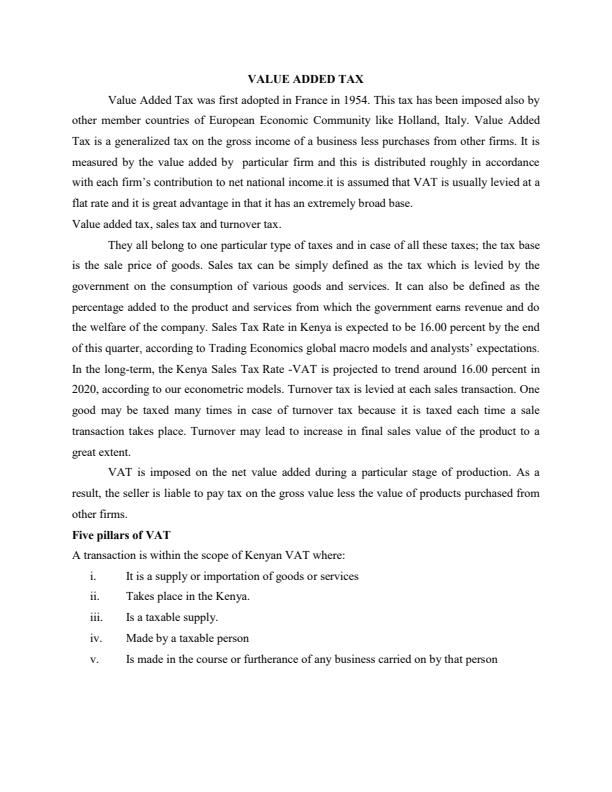 Page 1 – Principles of Taxation: Value Added Tax Notes – Kenyaplex