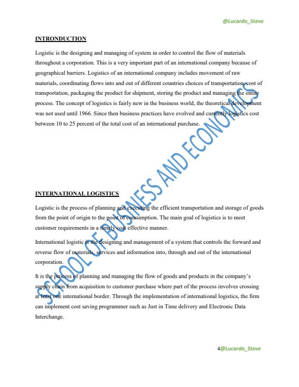 Page 1 – ABA 438: Logistics Management (International Logistics) Notes – Kenyaplex