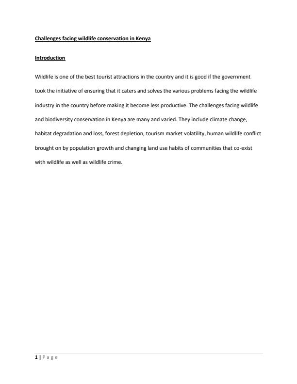 Page 1 – Challenges Facing Wildlife Conservation in Kenya – Kenyaplex