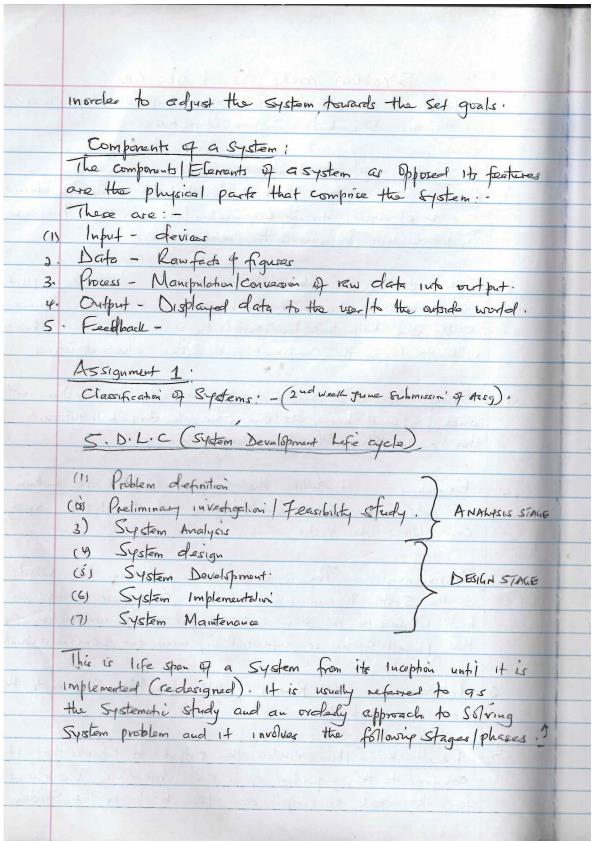 Page 2 – System Analysis and Design Notes 1st Year – Kenyaplex