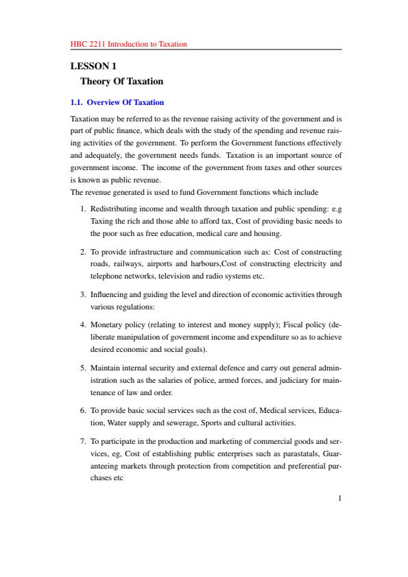 Page 1 – HBC 2211: Introduction To Taxation Notes – Kenyaplex