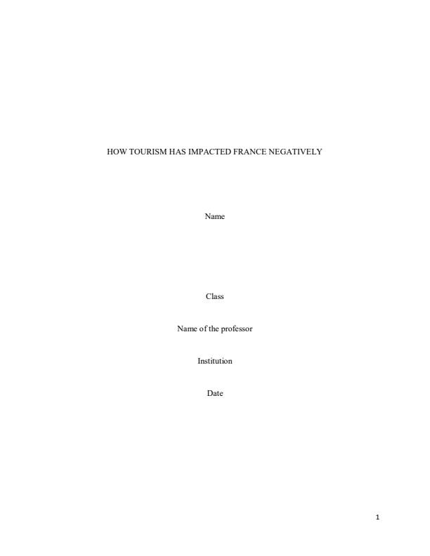 Page 1 – How tourism has impacted negatively on France – Kenyaplex