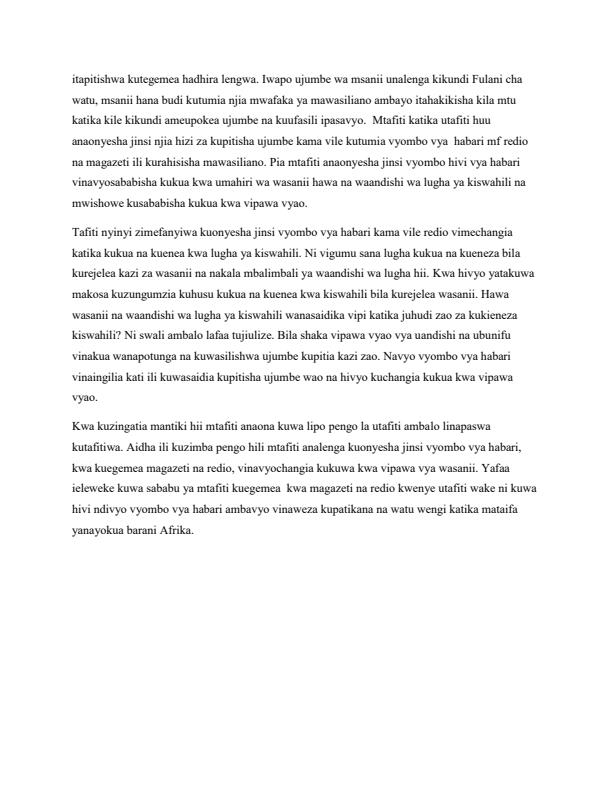 Page 3 – Ripoti: Mchango wa vyombo vya habari katika kukuza kiswahili na vipawa vya wasanii – Kenyaplex