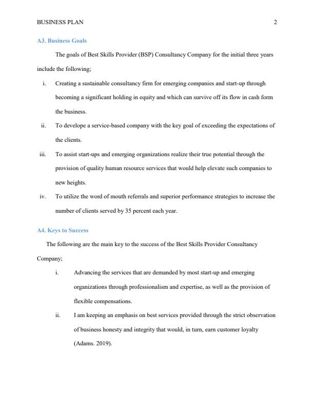 Page 2 – Human Resource Start-Up Firm Business Plan – Kenyaplex