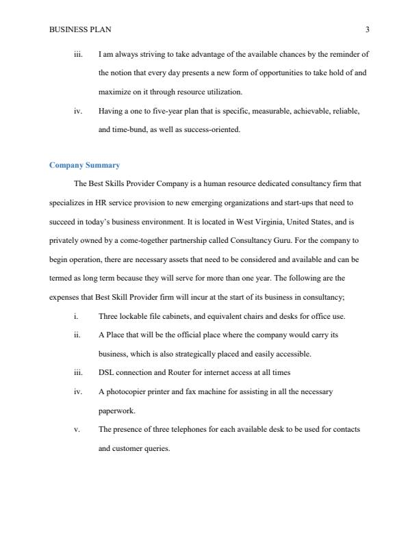 Page 3 – Human Resource Start-Up Firm Business Plan – Kenyaplex