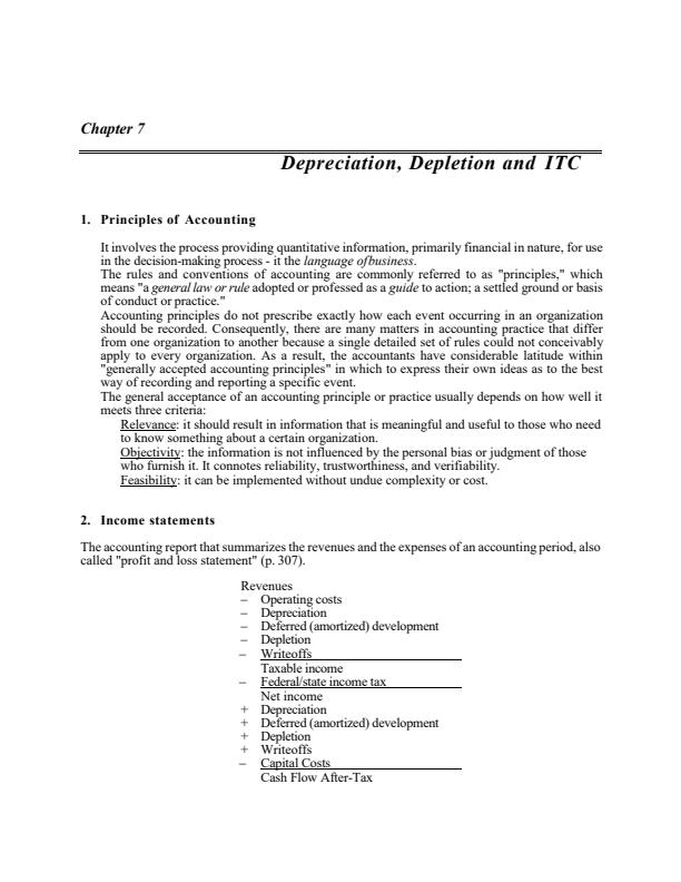 Page 1 – Depreciation, Depletion and ITC Notes – Kenyaplex