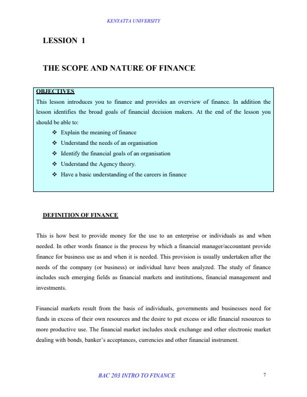 finance theory definition