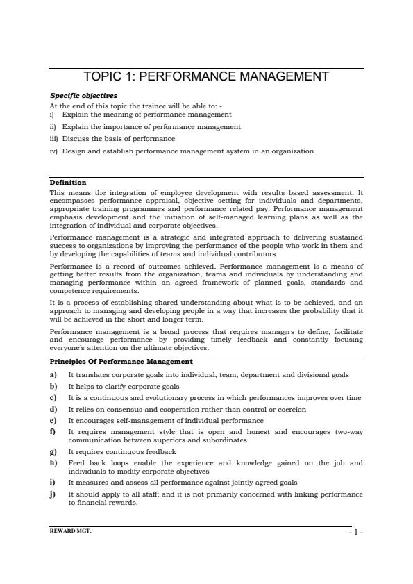 Page 4 – Reward Management Notes For Higher Diploma in Human Resource Management – Kenyaplex