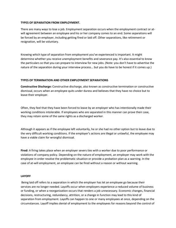 Page 1 – Types of Separation From Employment Notes – Kenyaplex