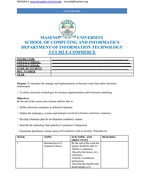 Page 1 – UCI 302: E-Commerce Notes – Kenyaplex