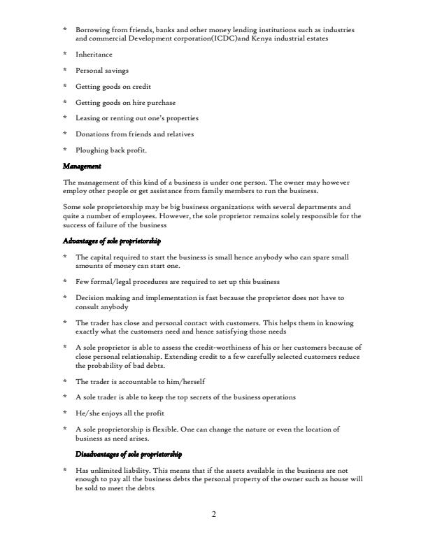 Page 2 – Notes for Business Studies Form 2 – Kenyaplex