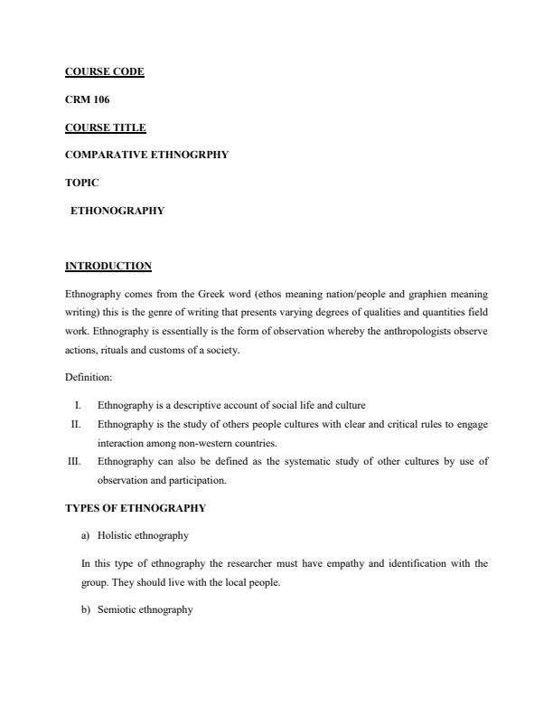 Page 1 – CRM 106 - Comparative Ethnography Notes – Kenyaplex