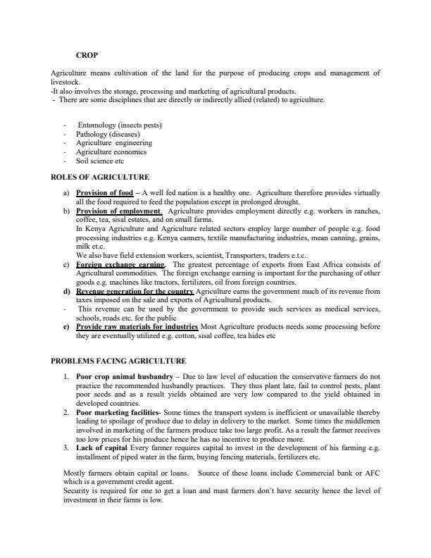 Page 1 – Diploma in Agriculture: Crop Production Notes First Year – Kenyaplex