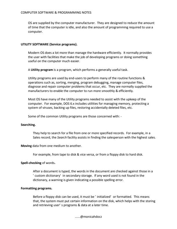 Page 4 – Computer Software and Programming Notes – Kenyaplex