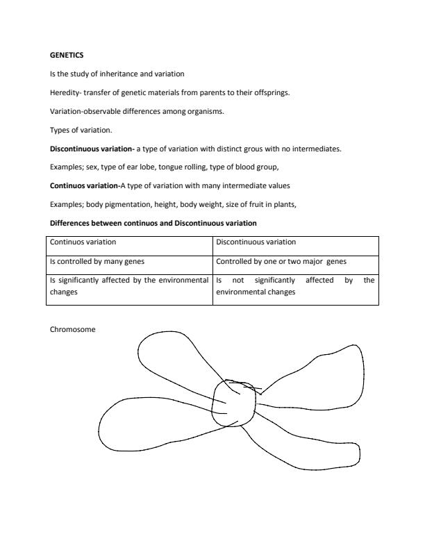 Page 1 – Biology Form 4 Notes on Genetics – Kenyaplex