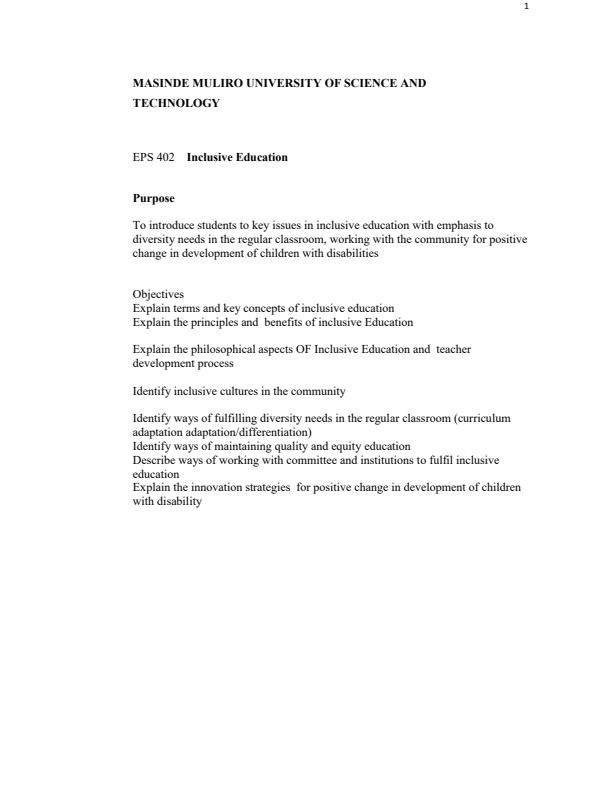 Page 1 – Eps 402: Inclusive Education Notes – Kenyaplex