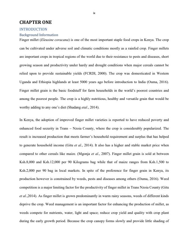 Page 1 – Effects of intercropping finger millet (eleusine coracana) with common beans (phaseolus vulgaris) on weed management in Trans Nzoia county Kenya – Kenyaplex