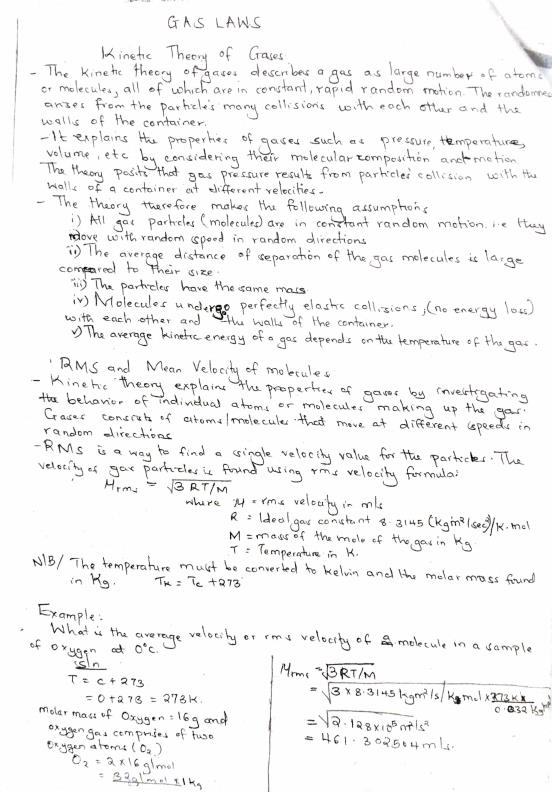 Page 2 – Physical Science Notes on Gas Laws and Calculations – Kenyaplex