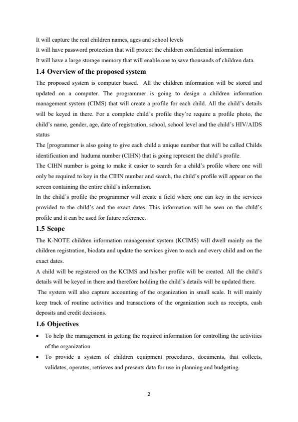 Page 2 – Trade Project Proposal: K-NOTE Children Information Management System – Kenyaplex