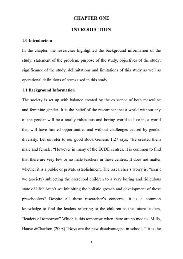 Page 1 – Influence of Male Teachers on Academic Performance of Preschool Children – Kenyaplex