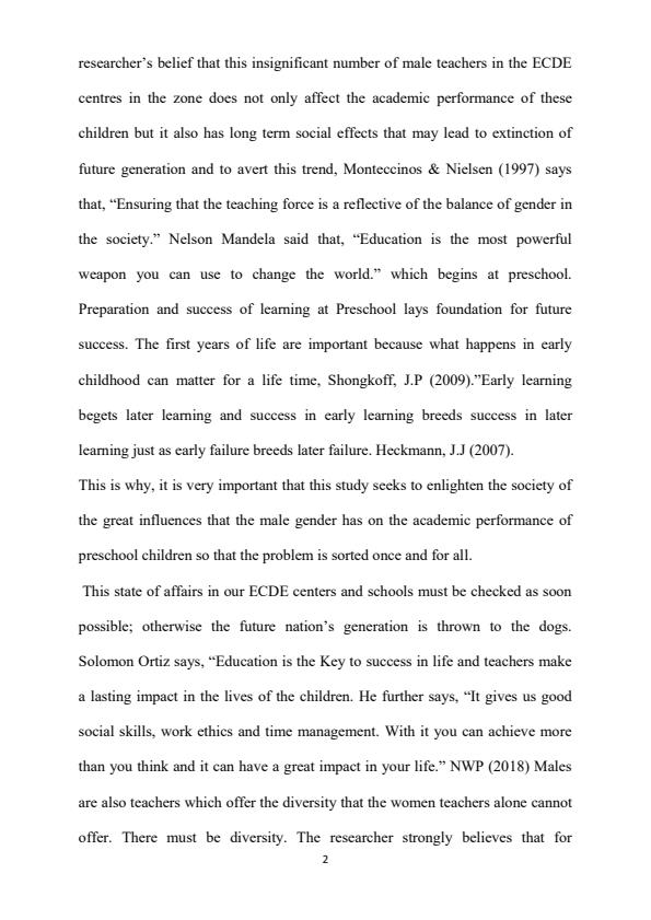 Page 2 – Influence of Male Teachers on Academic Performance of Preschool Children – Kenyaplex