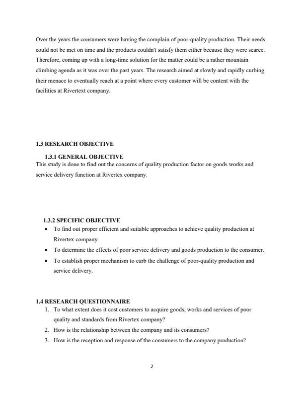 Page 2 – Effect of quality assurance techniques in acquisition of goods, works and services in a manufacturing firm – Kenyaplex