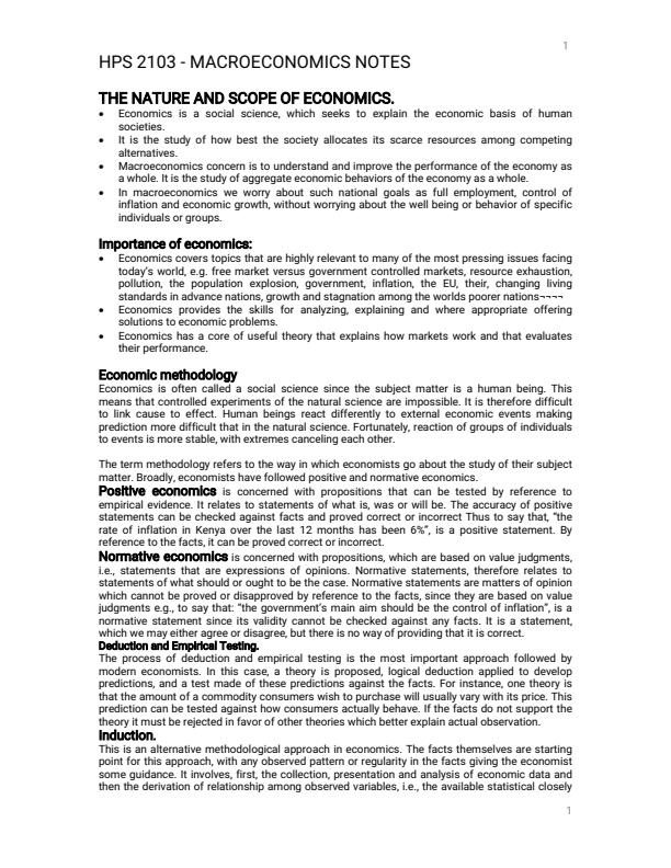 Page 1 – HPS 2103: Macroeconomics Notes – Kenyaplex
