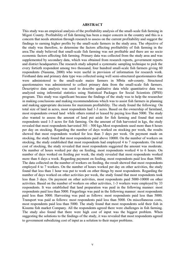 Page 1 – Project: Profitability of small-scale fish farming, Migori County – Kenyaplex