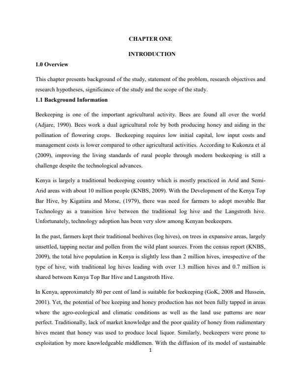 Page 1 – Analysis of determinants of adoption of modern beehives in Marigat, Baringo county – Kenyaplex