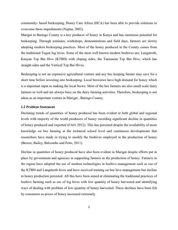 Page 2 – Analysis of determinants of adoption of modern beehives in Marigat, Baringo county – Kenyaplex