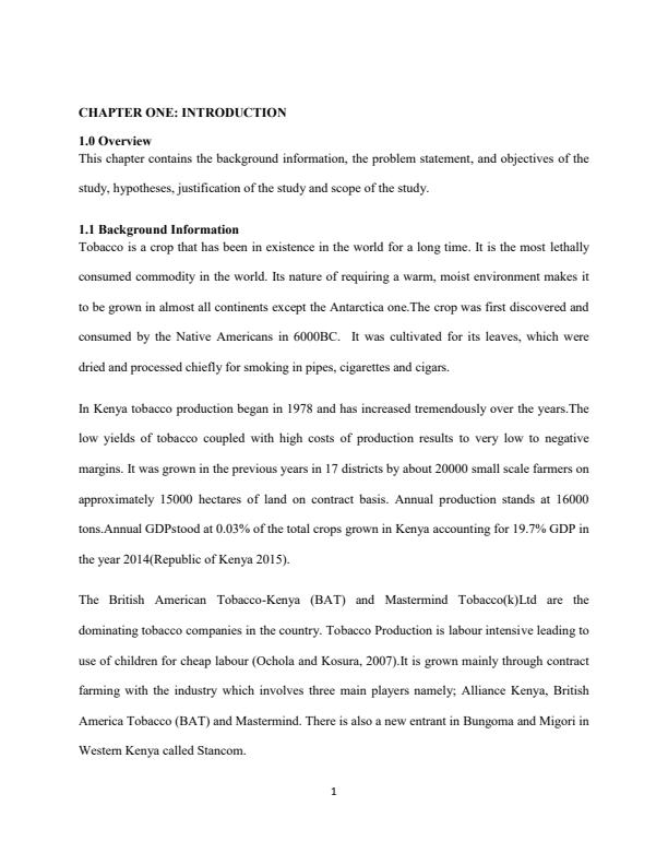 Page 1 – Factors Influencing Tobacco Production in Sirisia Subcounty, Bungoma County – Kenyaplex