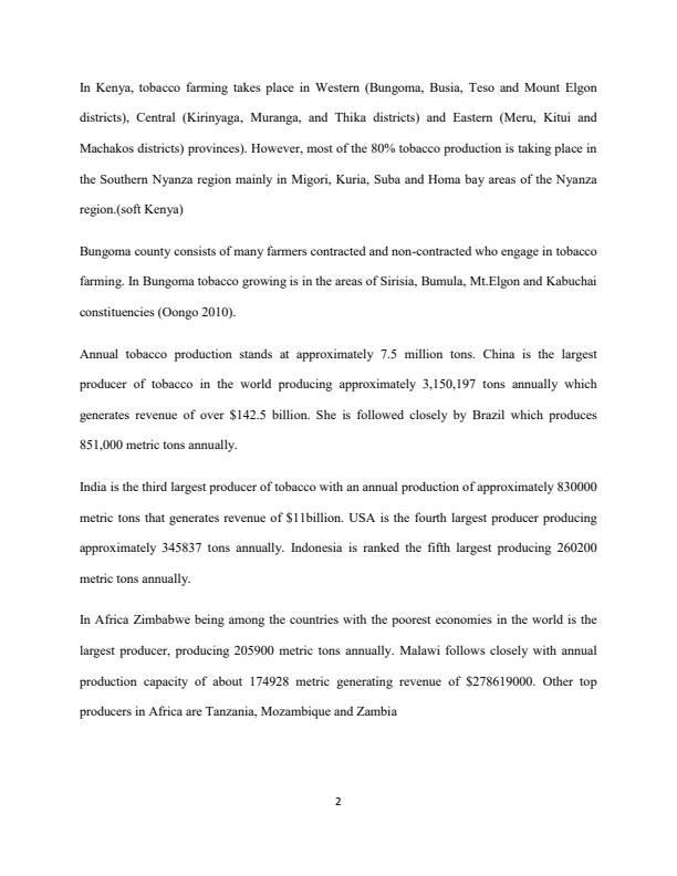 Page 2 – Factors Influencing Tobacco Production in Sirisia Subcounty, Bungoma County – Kenyaplex