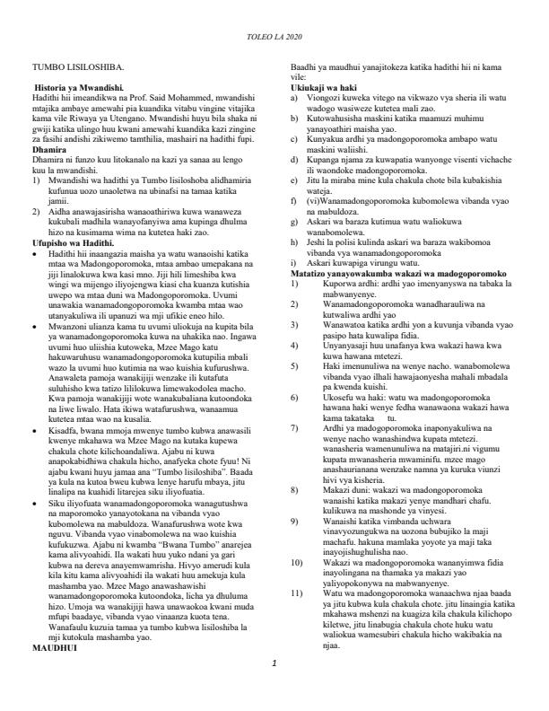 Page 1 – Tumbo Lisilishiba: Mwongozo 2020 – Kenyaplex