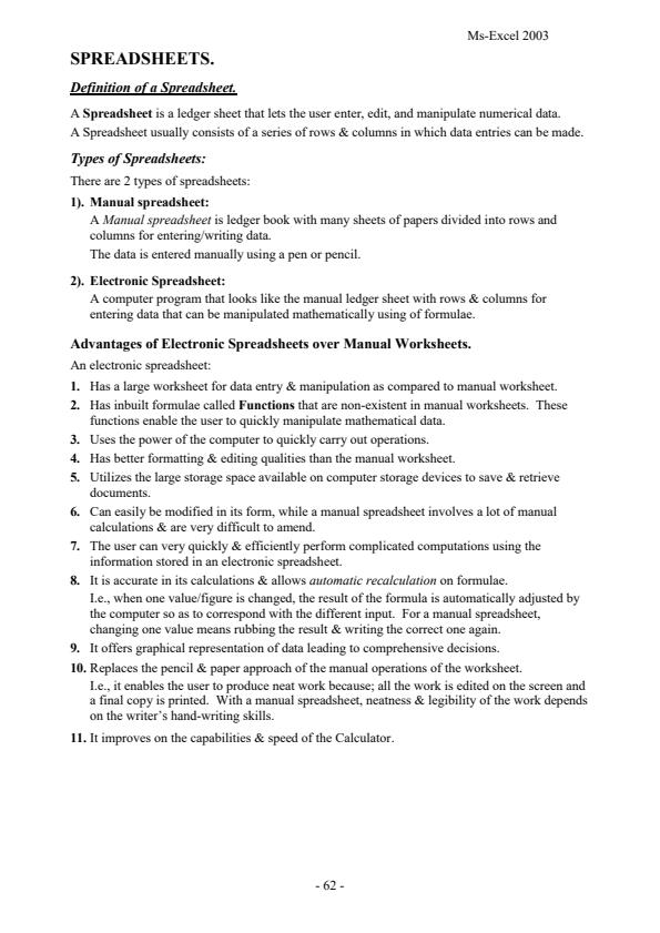 Page 1 – Microsoft Excel Notes – Kenyaplex