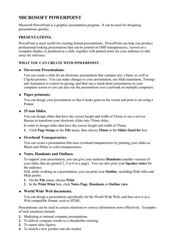 Page 1 – Microsoft Powerpoint Notes – Kenyaplex