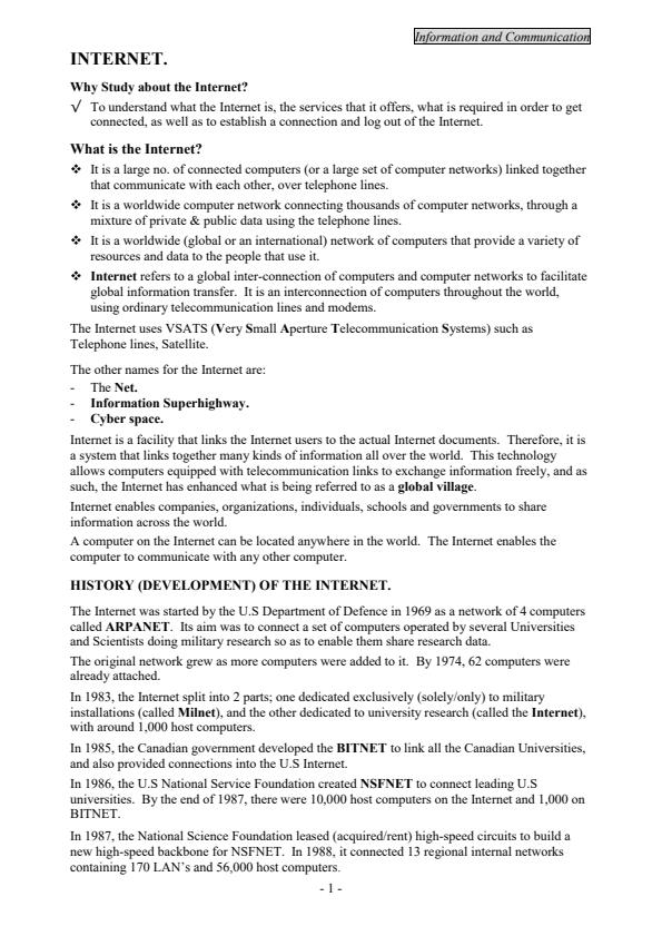 Page 1 – Internet and Email Notes – Kenyaplex