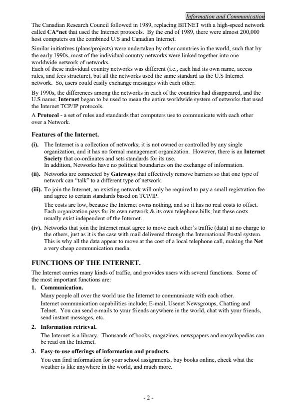 Page 2 – Internet and Email Notes – Kenyaplex