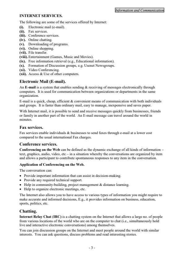 Page 3 – Internet and Email Notes – Kenyaplex