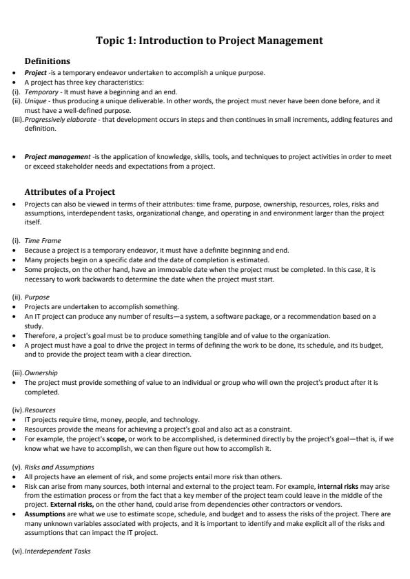 Page 2 – UCI 301: Management of IT Projects Notes – Kenyaplex
