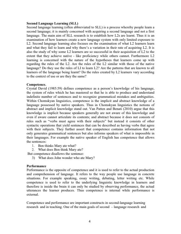 Page 3 – Second Language Acquisition BLA3111 Notes – Kenyaplex