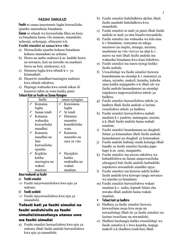 Page 1 – KIS2113: Oral Literature in Kiswahili – Kenyaplex