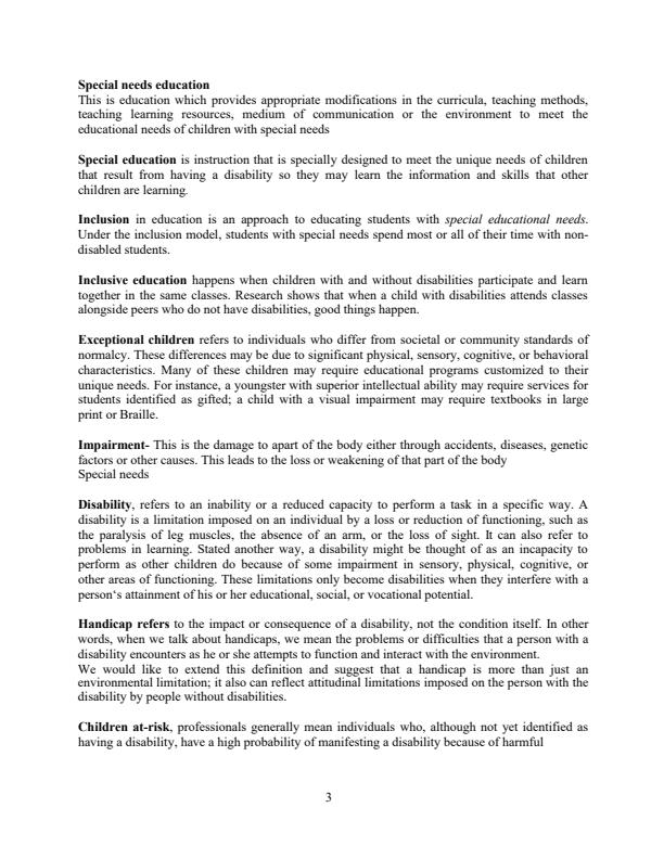 Page 2 – Introduction to Special Needs BSE 4219 Notes – Kenyaplex