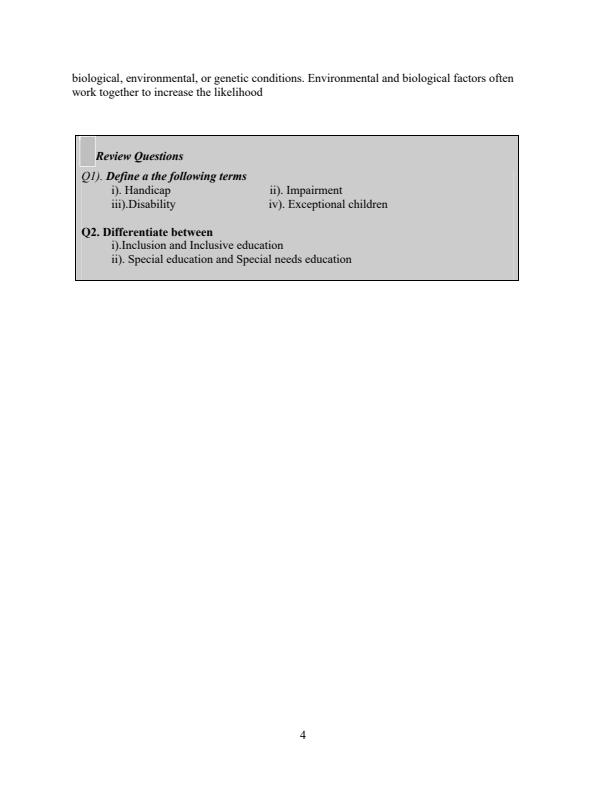 Page 3 – Introduction to Special Needs BSE 4219 Notes – Kenyaplex