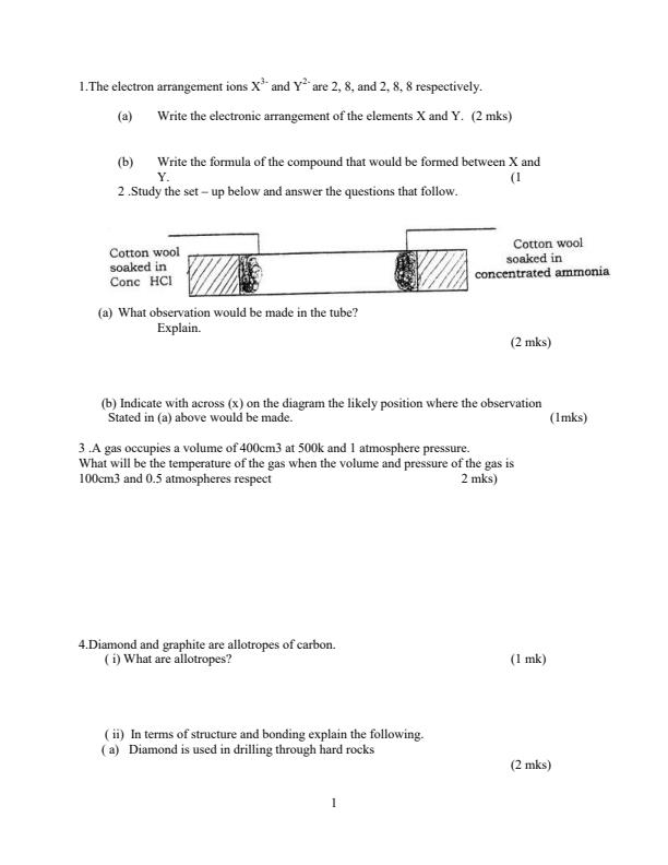 Page 1 – Form 2 Chemistry April Holiday Assignment – Kenyaplex