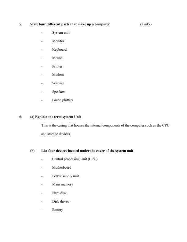 Page 3 – Computer Studies KCSE Prediction Questions and Answers – Kenyaplex