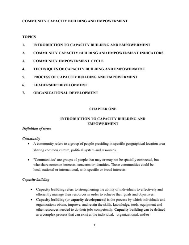 Page 1 – Community capacity building and empowerment notes module 1 – Kenyaplex