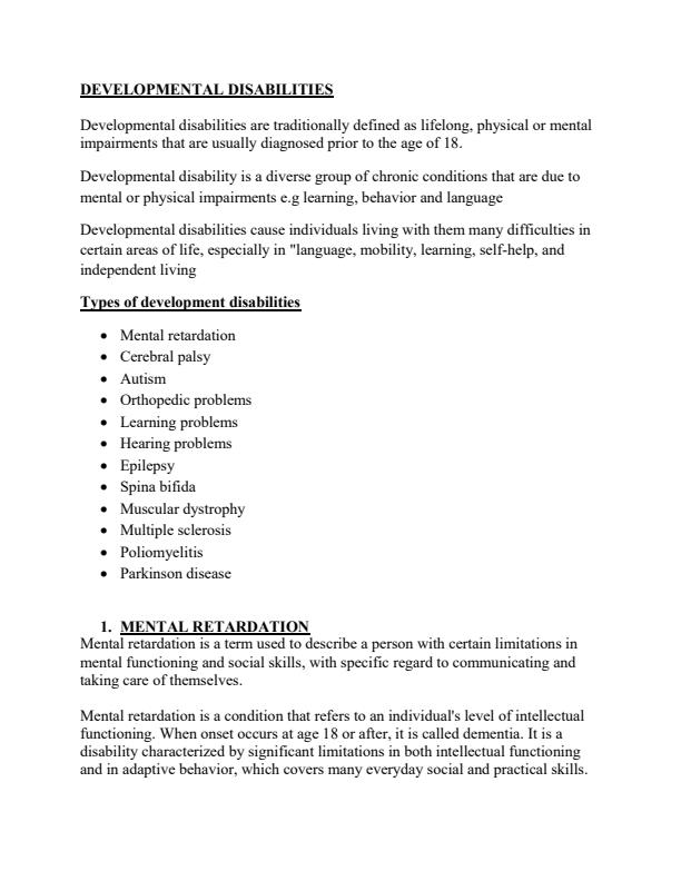Page 1 – Social rehabilitation and reintegration notes on developmental disabilities social work module 3 Notes – Kenyaplex